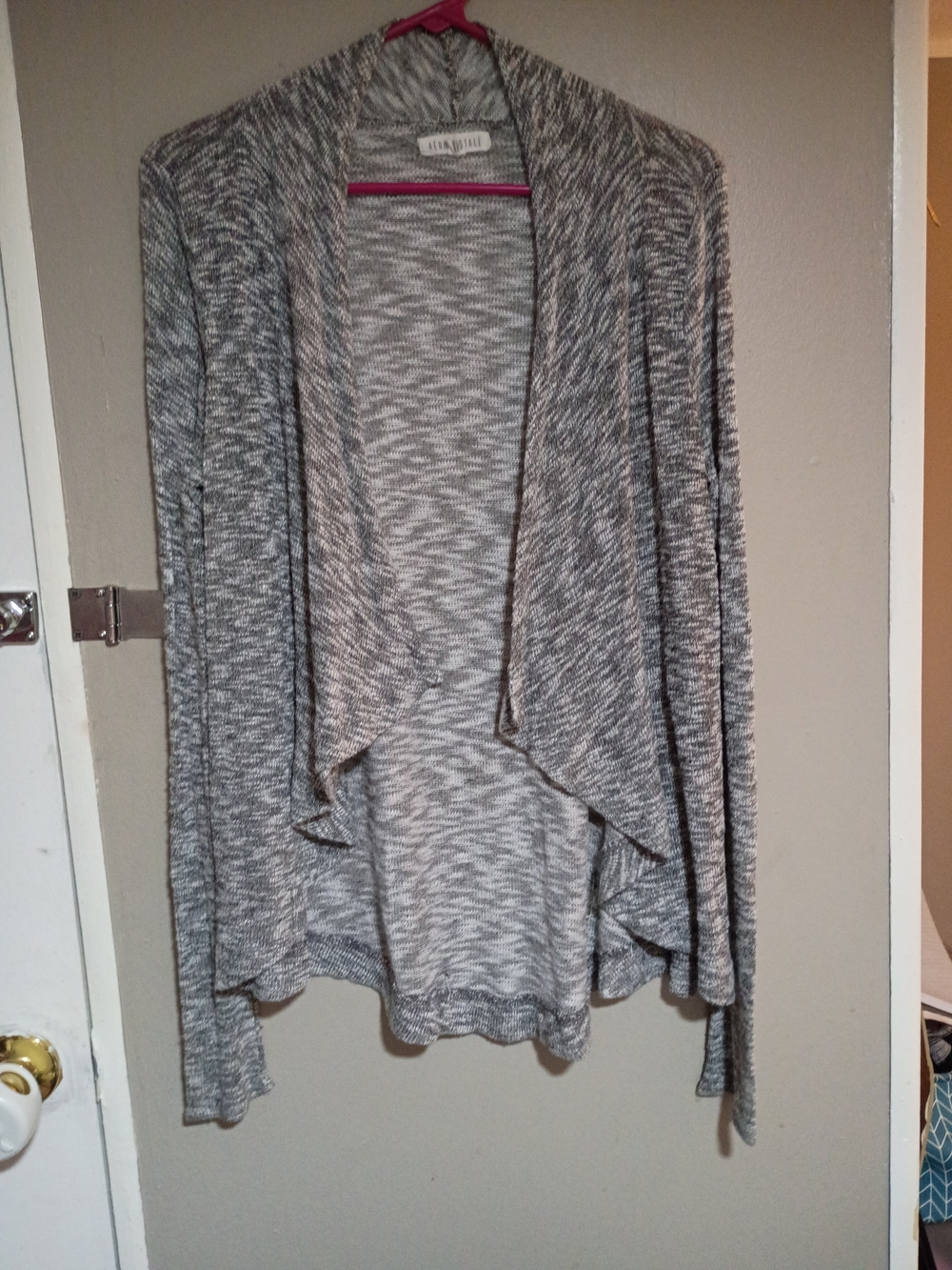 Aeropostale Gray Marled Draped Open Cardigan